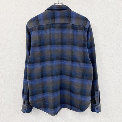 GAP　ギャップ　長袖シャツ　ネルシャツ　チンストラップ　オンブレチェック　チェック柄　青　ブルー　Mサイズ