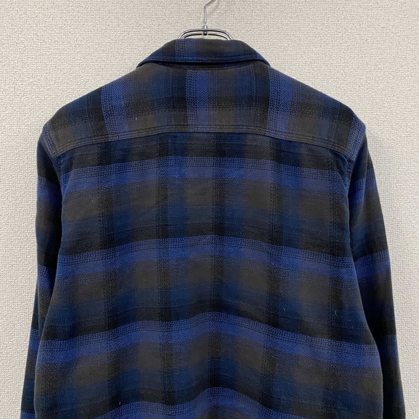 GAP　ギャップ　長袖シャツ　ネルシャツ　チンストラップ　オンブレチェック　チェック柄　青　ブルー　Mサイズ