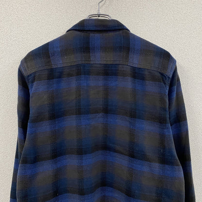 GAP　ギャップ　長袖シャツ　ネルシャツ　チンストラップ　オンブレチェック　チェック柄　青　ブルー　Mサイズ