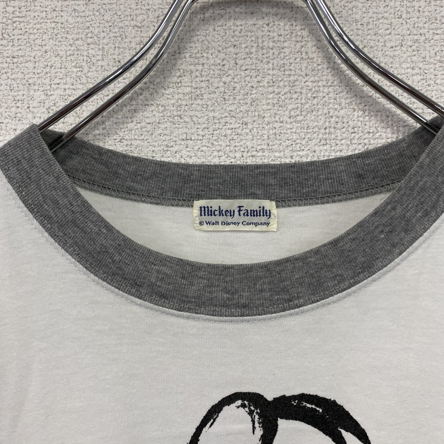 Disney　ディズニー　Mickey Family　ドナルドダック　半袖プリントTシャツ　シングルステッチ　白　ホワイト　グレー