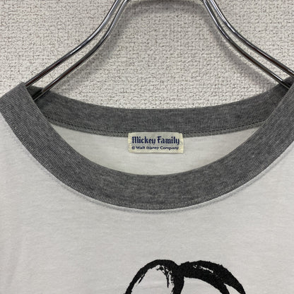 Disney　ディズニー　Mickey Family　ドナルドダック　半袖プリントTシャツ　シングルステッチ　白　ホワイト　グレー