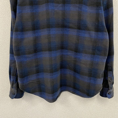 GAP　ギャップ　長袖シャツ　ネルシャツ　チンストラップ　オンブレチェック　チェック柄　青　ブルー　Mサイズ