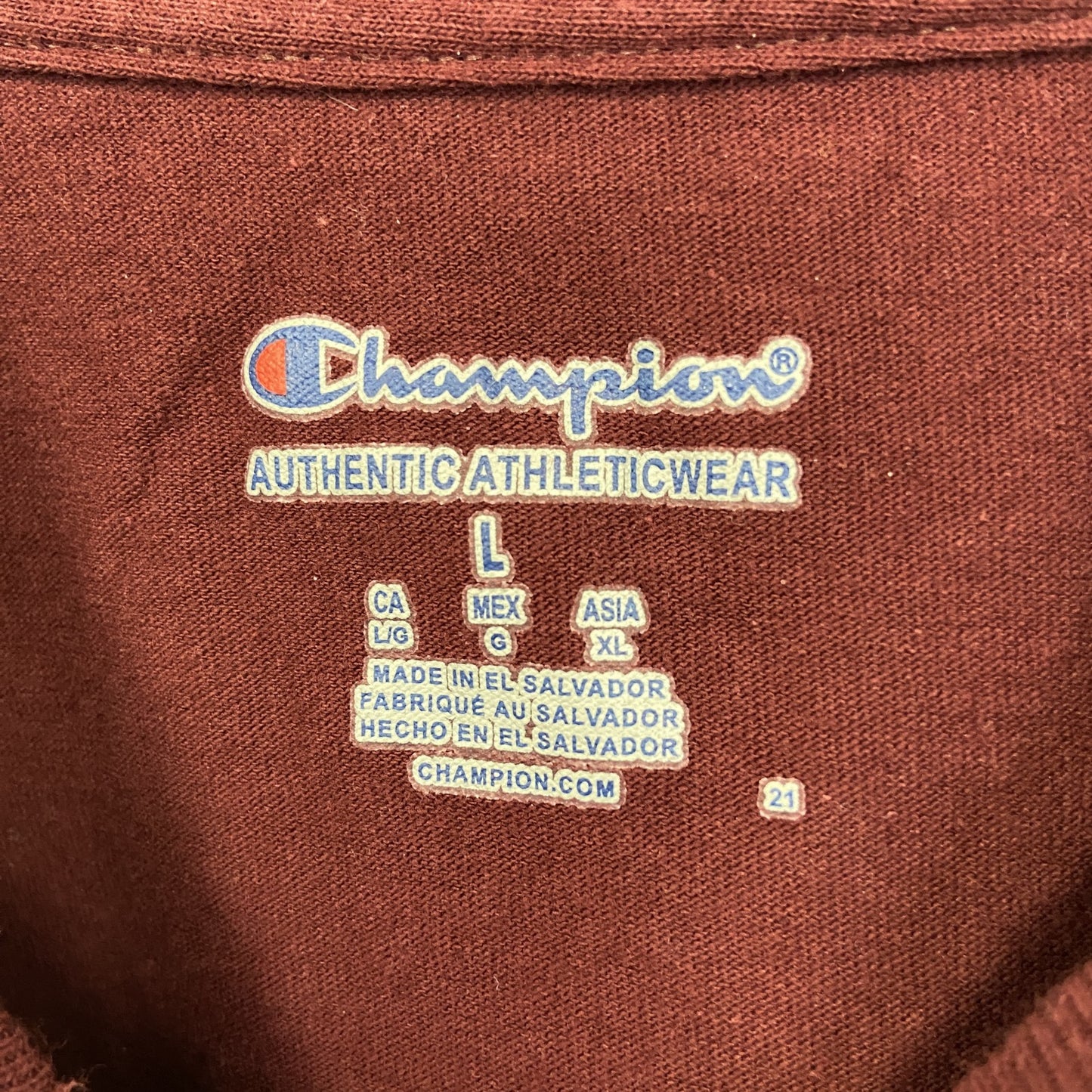 古着　used　champion　チャンピオン　半袖プリントTシャツ　HOKIES　ソフトボール　クルーネック　赤　Lサイズ