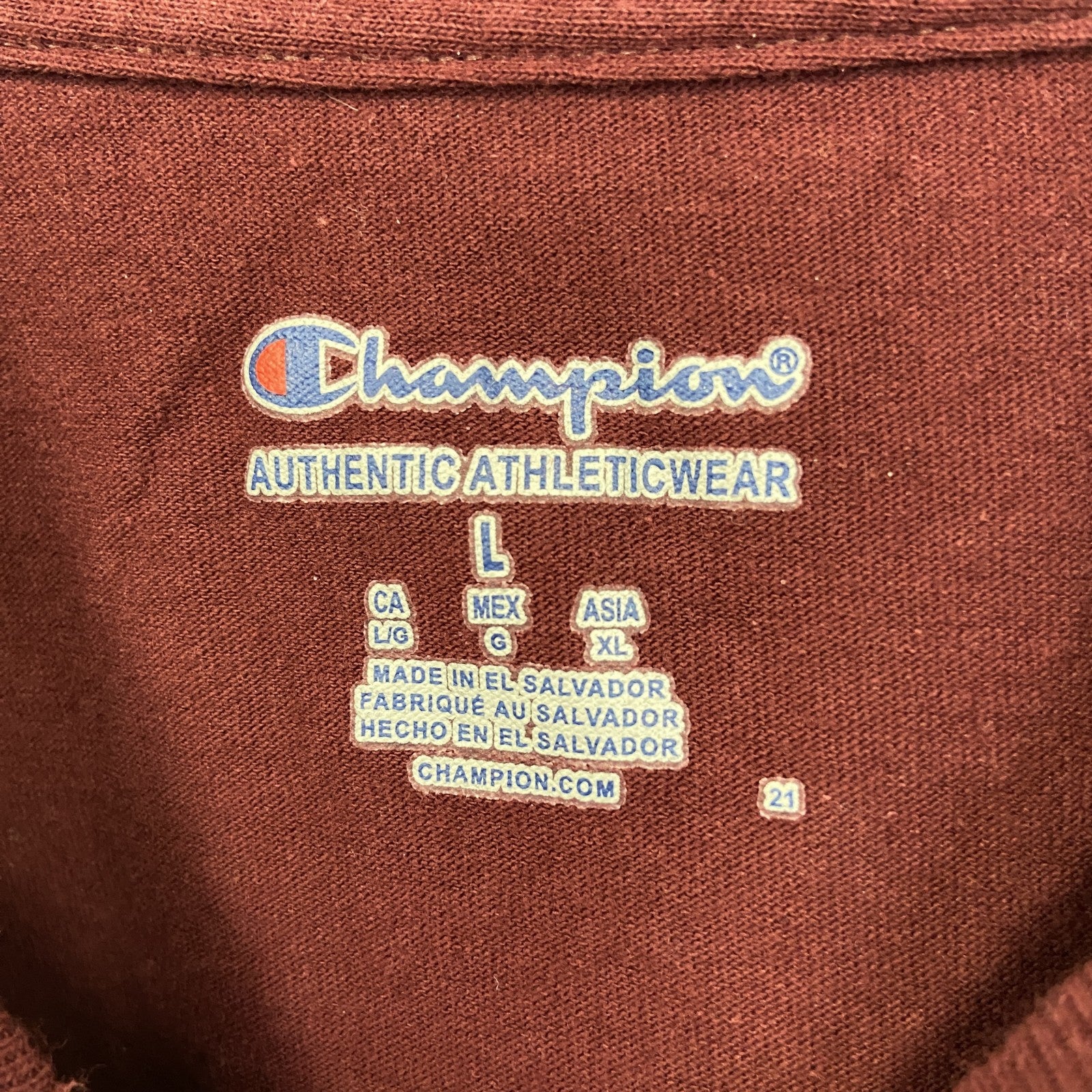 古着　used　champion　チャンピオン　半袖プリントTシャツ　HOKIES　ソフトボール　クルーネック　赤　Lサイズ