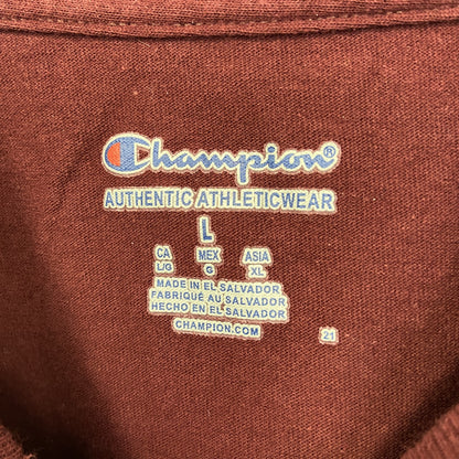 古着　used　champion　チャンピオン　半袖プリントTシャツ　HOKIES　ソフトボール　クルーネック　赤　Lサイズ