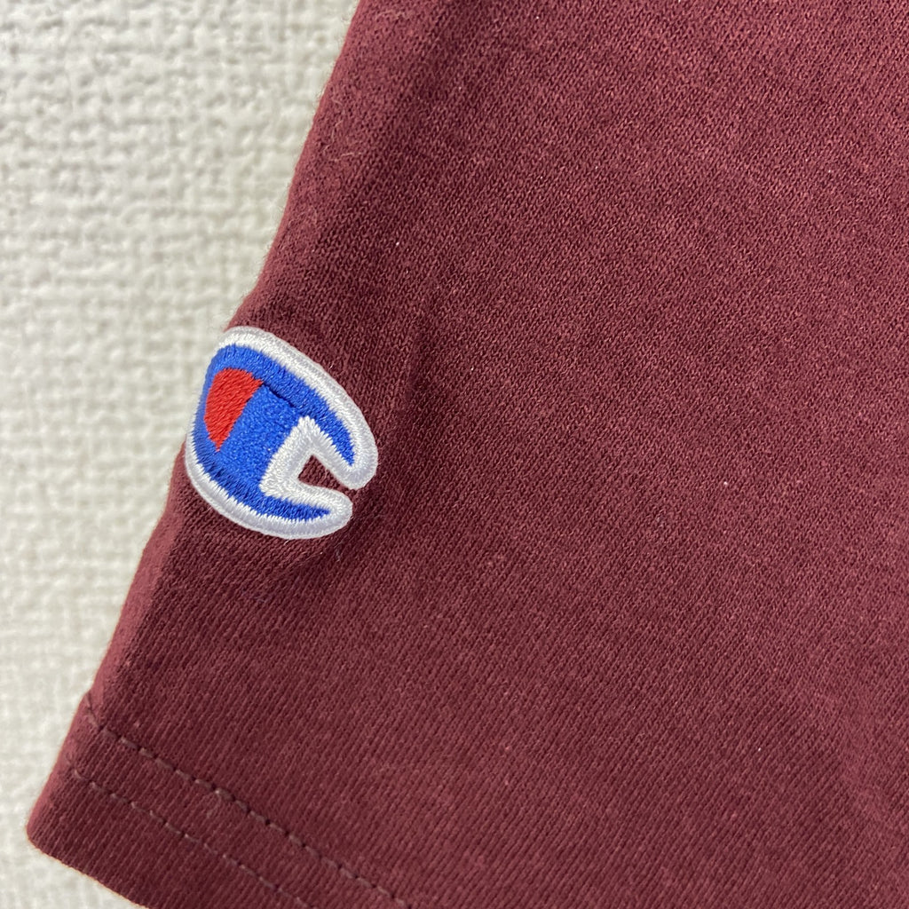 古着　used　champion　チャンピオン　半袖プリントTシャツ　HOKIES　ソフトボール　クルーネック　赤　Lサイズ