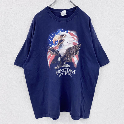 ～00s　Hanes　ヘインズ　半袖プリントTシャツ　ヴィンテージ　紺　ネイビー　2XLサイズ