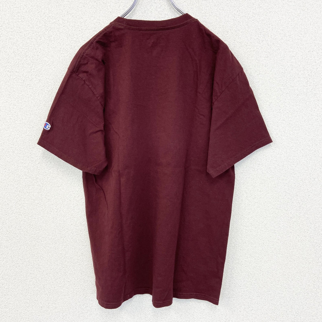 古着　used　champion　チャンピオン　半袖プリントTシャツ　HOKIES　ソフトボール　クルーネック　赤　Lサイズ