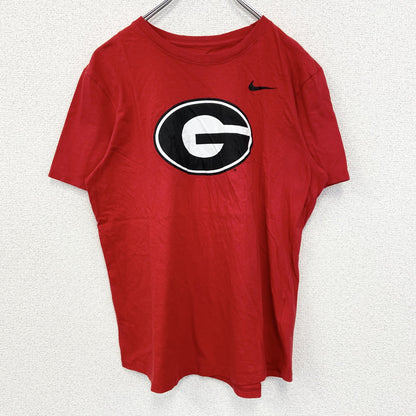 古着　used　NIKE　ナイキ　半袖ビッグGプリントTシャツ　スウッシュロゴ　クルーネック　シティーボーイ　赤　レッド　Mサイズ