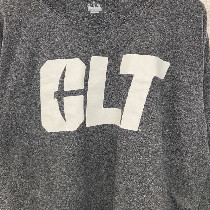 古着　used　champion　チャンピオン　長袖プリントTシャツ　CLT　ロンT　クルーネック　カジュアル　グレー　Lサイズ