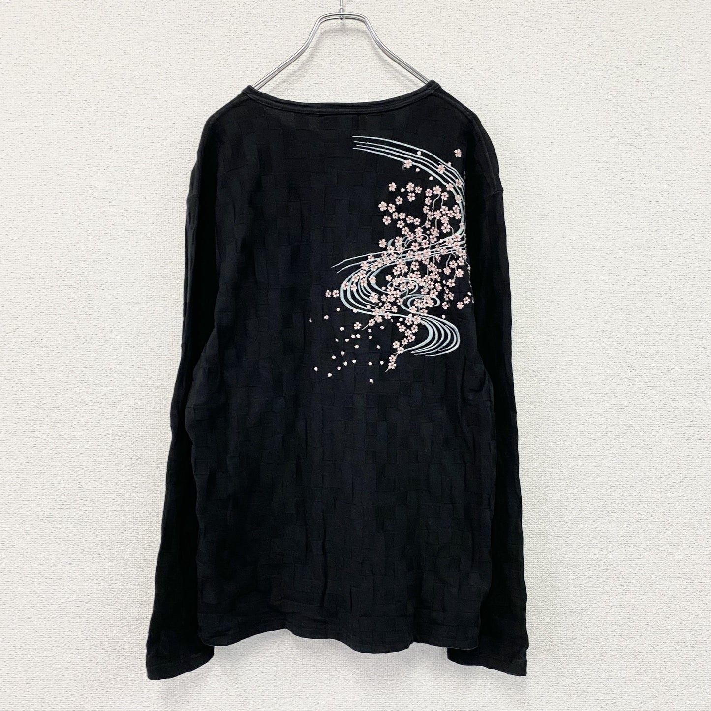 絡繰魂　カラクリダマシイ　ヘンリーネック長袖Tシャツ/ロンT　黒　ブラック　XLサイズ　