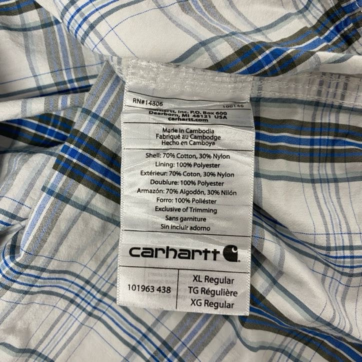 Carhartt　カーハート　半袖チェックシャツ　ラウンドシャツ　マルチカラー　XLサイズ