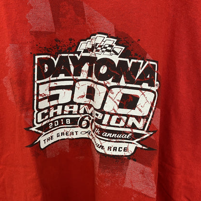 古着　used　NASCAR ナスカ　半袖ビッグプリントTシャツ　クルーネック　レーシングカー　チャンピオンズ　赤　2XLサイズ