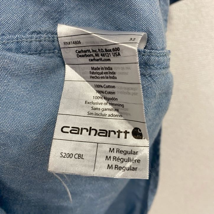 Carhartt　カーハート　半袖シャンブレーシャツ　ボタンダウンシャツ　水色　ライトブルー　Mサイズ