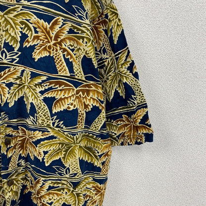 ～90s　Blueprint　ブループリント　半袖シャツ　アロハシャツ　ヤシの木　総柄　紺　ネイビー　Lサイズ