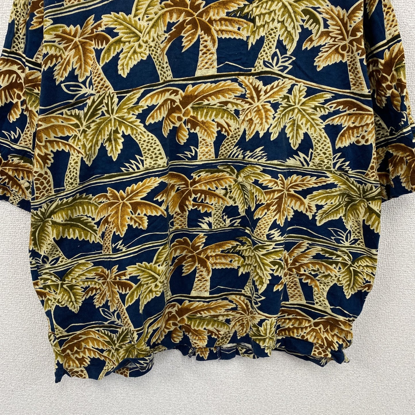 ～90s　Blueprint　ブループリント　半袖シャツ　アロハシャツ　ヤシの木　総柄　紺　ネイビー　Lサイズ