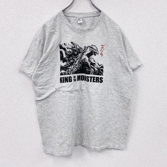SOL’S　ゴジラ　半袖プリントTシャツ　灰色　グレー　XLサイズ