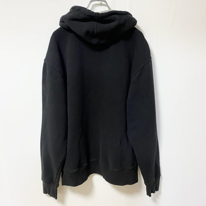 古着 used　Champion　チャンピオン　長袖ロゴプリントパーカー　黒　ブラック　秋冬服　ビッグシルエット　2XLサイズ