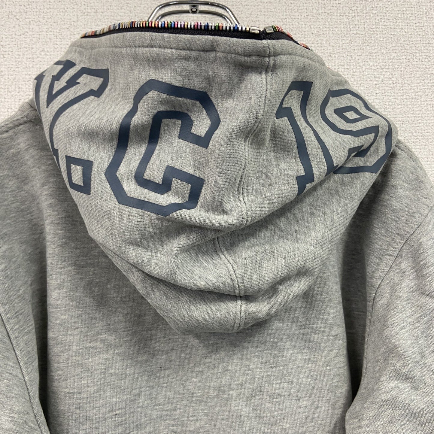 TOMMY　トミー　フルジップスウェットパーカー/フーディー　刺繍ロゴ　ワンポイント　灰色　グレー　Mサイズ