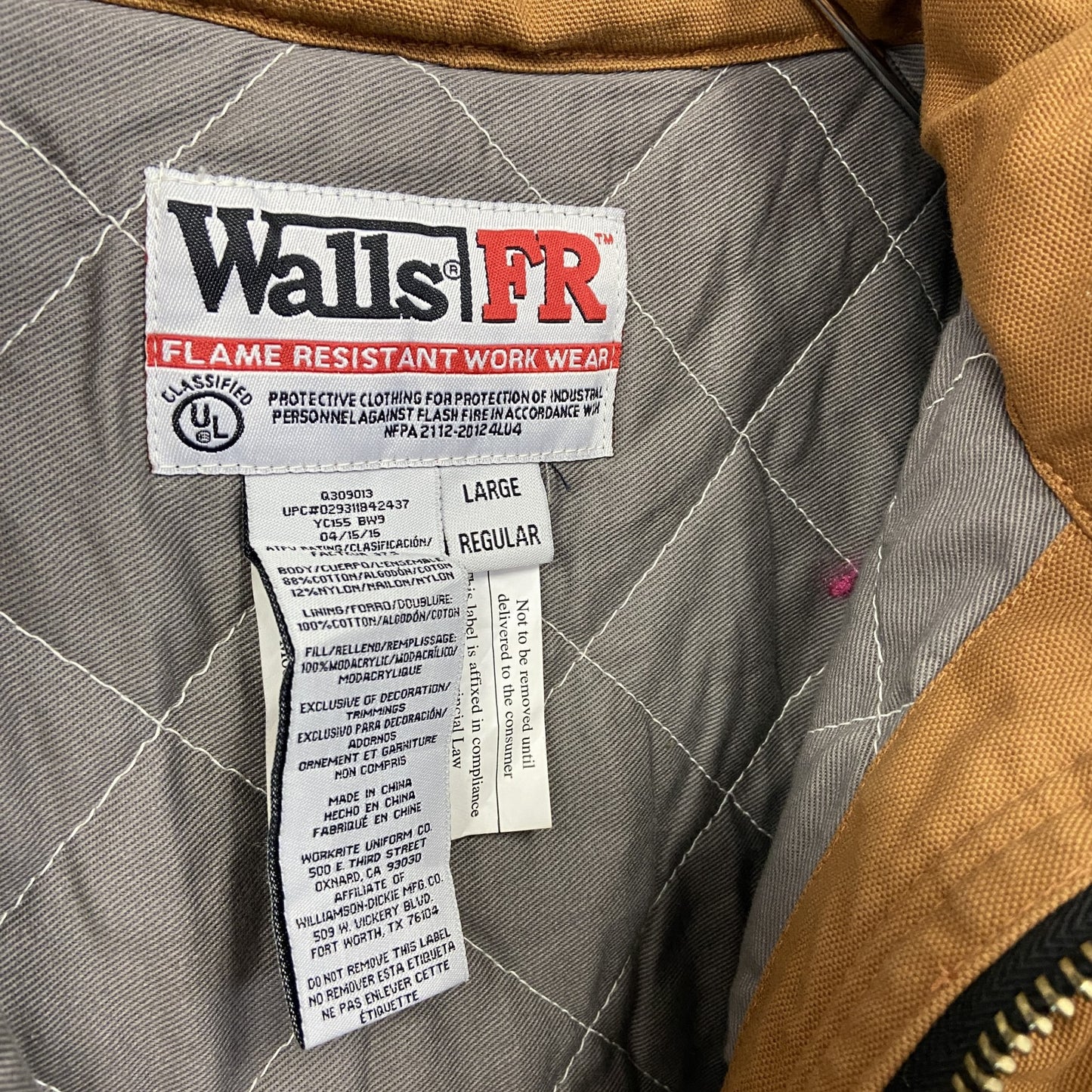 WallasFR　ダックジャケット　ワークジャケット　比翼仕立て　茶色　ブラウン　Lサイズ