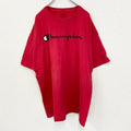 古着　used　champion　チャンピオン　半袖ロゴプリントビッグTシャツ　クルーネック　レトロ　レッド　赤　2XLサイズ