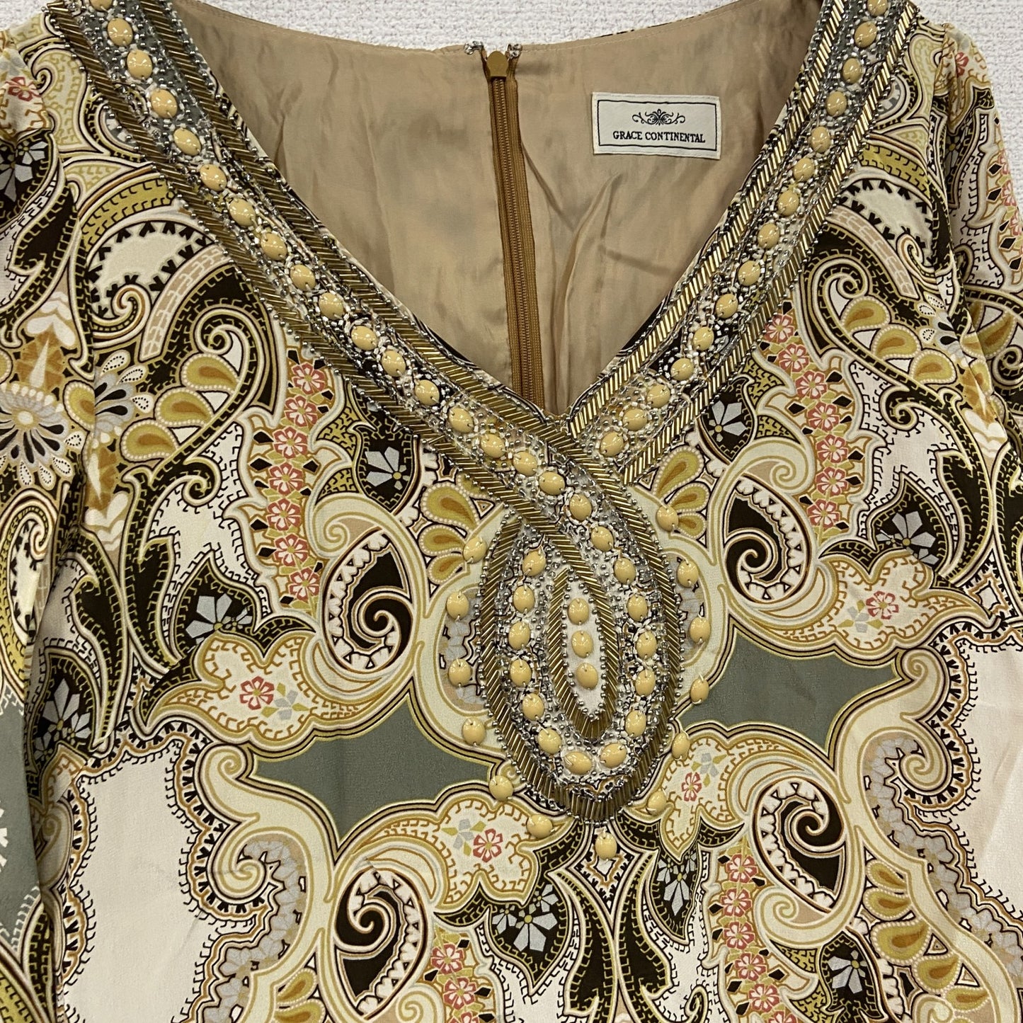 GRACE CONTINENTAL　グレースコンチネンタル　シルクワンピース　総柄　マルチカラー