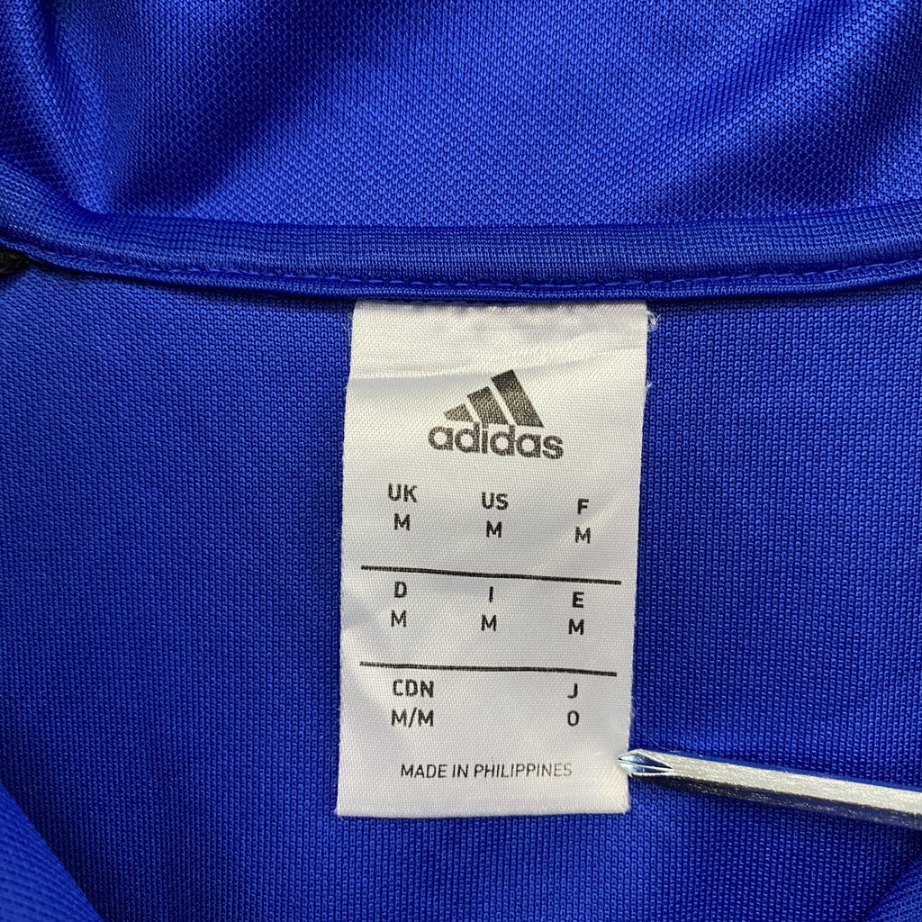 adidas　アディダス　ハーフジップトラックジャケット/ジャージ　パフォーマンスロゴ　デカロゴ　青　ブルー　Oサイズ