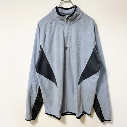 Champion　チャンピオン　ハーフジップフリースジャケット/ボアジャケット　ラグランスリーブ　刺繍ロゴ　水色　ブルー　Lサイズ
