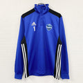 adidas　アディダス　ハーフジップトラックジャケット/ジャージ　パフォーマンスロゴ　デカロゴ　青　ブルー　Oサイズ