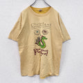 00s　GILDAN　ギルダン　半袖両面プリントTシャツ　企業ロゴ　ドラゴン　フェード　ヴィンテージ　黄色　イエロー　Lサイズ
