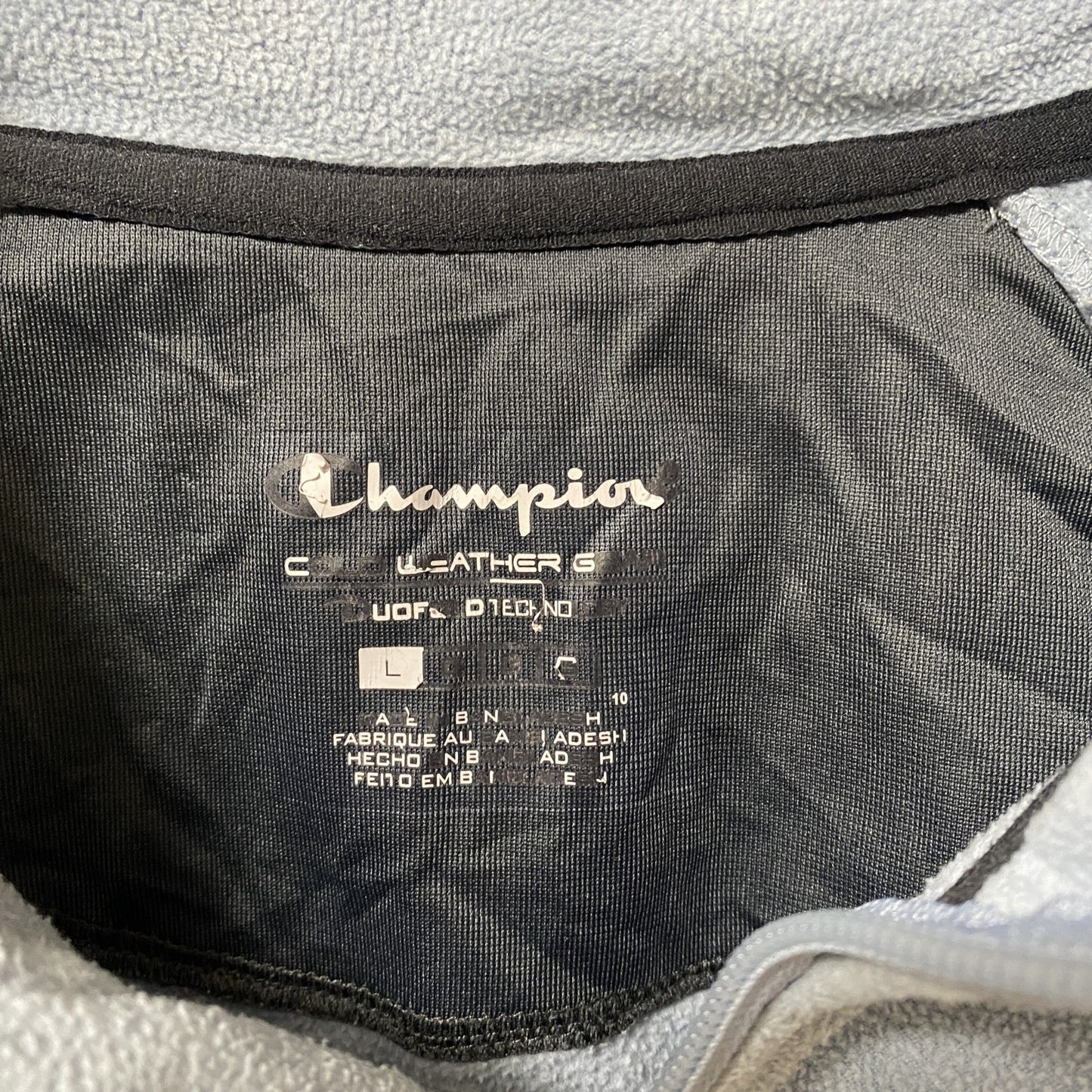 Champion　チャンピオン　ハーフジップフリースジャケット/ボアジャケット　ラグランスリーブ　刺繍ロゴ　水色　ブルー　Lサイズ