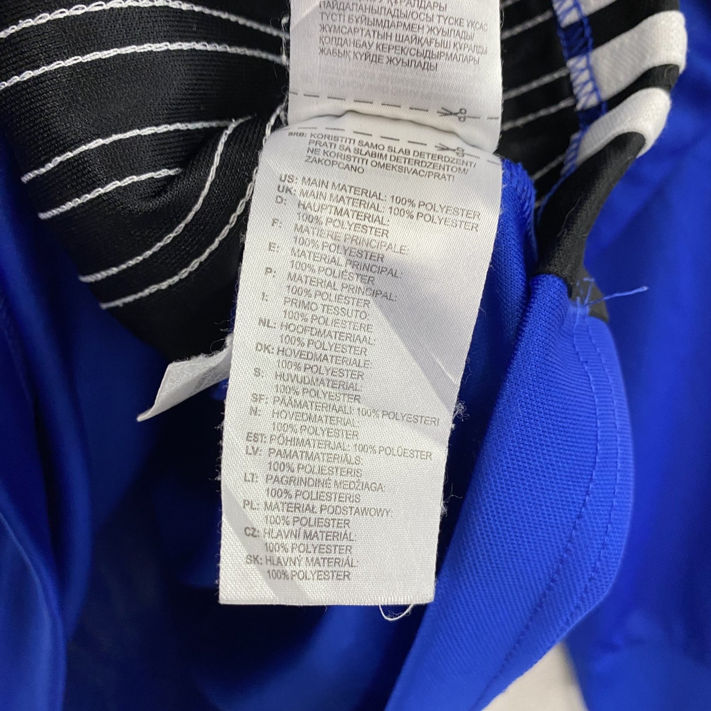 adidas　アディダス　ハーフジップトラックジャケット/ジャージ　パフォーマンスロゴ　デカロゴ　青　ブルー　Oサイズ