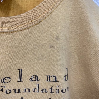 00s　GILDAN　ギルダン　半袖両面プリントTシャツ　企業ロゴ　ドラゴン　フェード　ヴィンテージ　黄色　イエロー　Lサイズ
