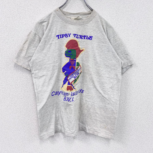 ～90s　GRANDBAY　半袖プリントTシャツ　シングルステッチ　Cayman Islands　ヴィンテージ　霜降りグレー　Mサイズ