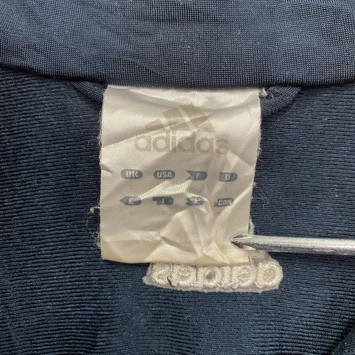 00s　adidas　アディダス　トラックジャケット/ジャージ　パフォーマンスロゴ　ヴィンテージ　ネイビー　Mサイズ