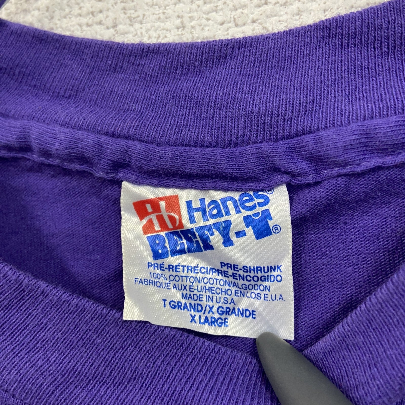 90s　Hanes　ヘインズ　長袖Tシャツ/ロンT　ヴィンテージ　紫　パープル　XLサイズ