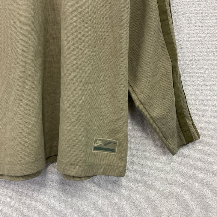 00s　NIKE　ナイキ　スウェット/トレーナー　ヴィンテージ　ワッフル生地　カーキ　Mサイズ