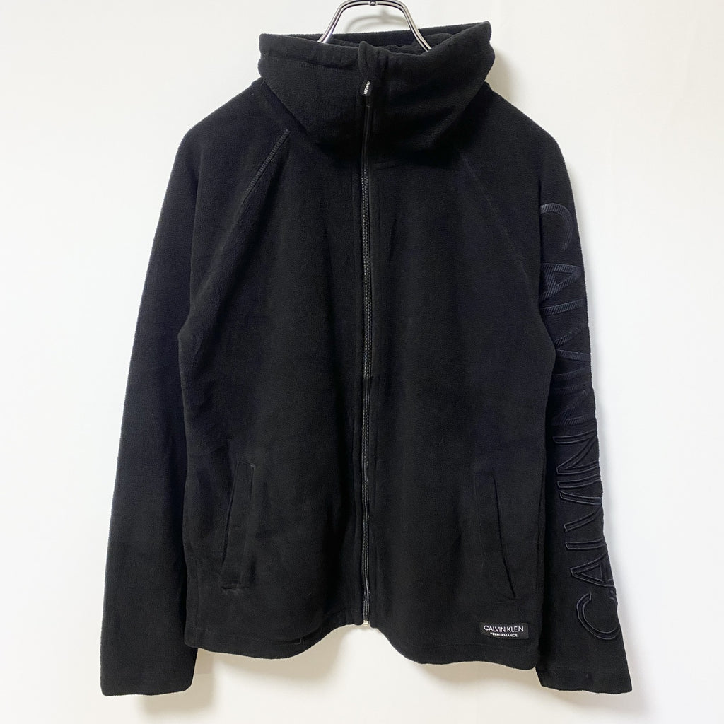 古着 used　Calvin Klein カルバンクライン　パフォーマンス　長袖フリースジャケット　ロゴ刺繍　ブラック　Sサイズ