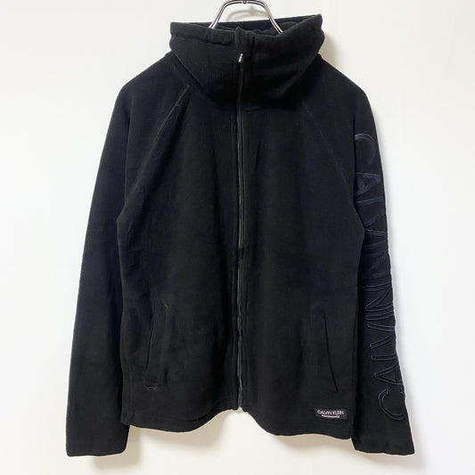 古着 used　Calvin Klein カルバンクライン　パフォーマンス　長袖フリースジャケット　ロゴ刺繍　ブラック　Sサイズ