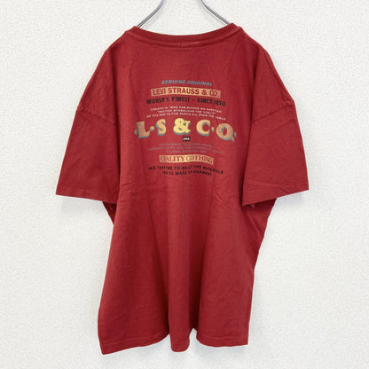 古着　used　LEVI’S　リーバイス　半袖ロゴプリントTシャツ　USA製　90s　クルーネック　レトロデザイン　赤　Mサイズ