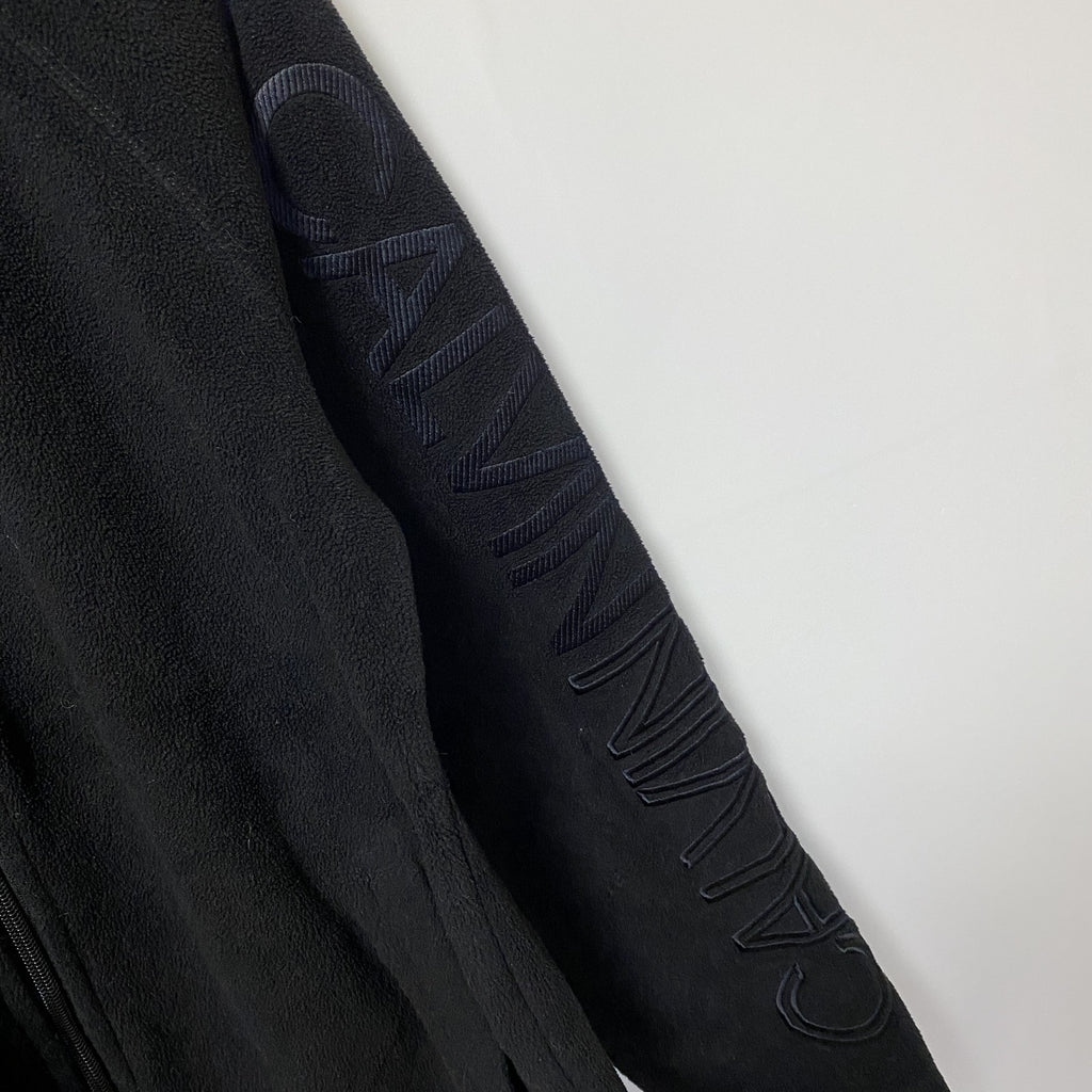 古着 used　Calvin Klein カルバンクライン　パフォーマンス　長袖フリースジャケット　ロゴ刺繍　ブラック　Sサイズ