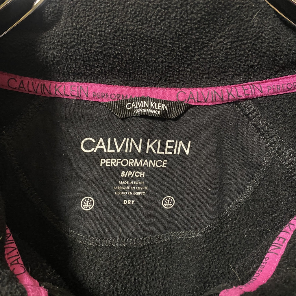 古着 used　Calvin Klein カルバンクライン　パフォーマンス　長袖フリースジャケット　ロゴ刺繍　ブラック　Sサイズ