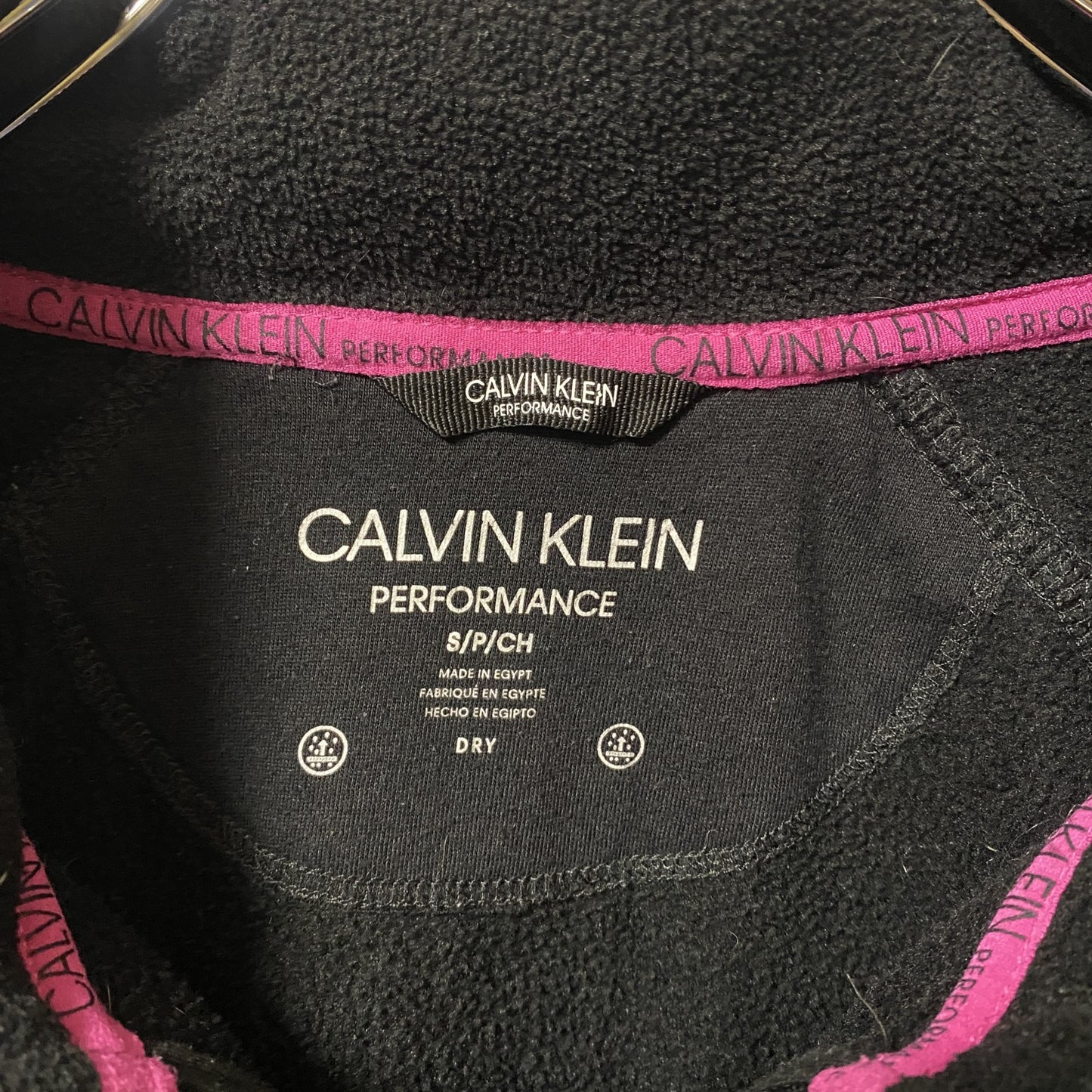 古着 used　Calvin Klein カルバンクライン　パフォーマンス　長袖フリースジャケット　ロゴ刺繍　ブラック　Sサイズ