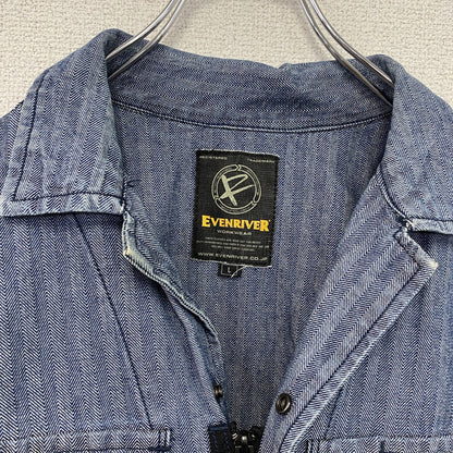 EVENRIVER　イーブンリバー　オールインワン/つなぎ　ワークウェア　ヘリンボーン　インディゴ　Lサイズ
