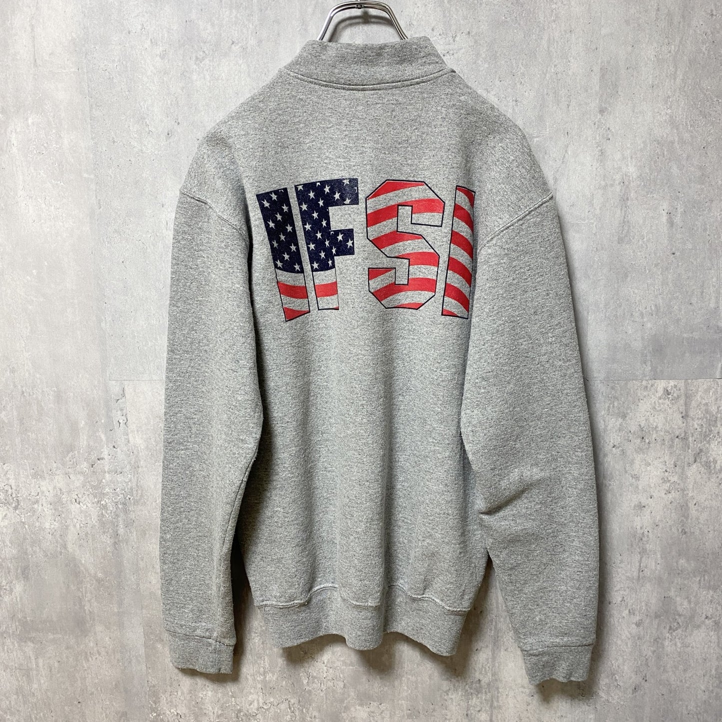 古着 used　UNIVERSITY OF ILLIONS　長袖ハーフジップスウェット　トレーナー　バックプリント　Sサイズ