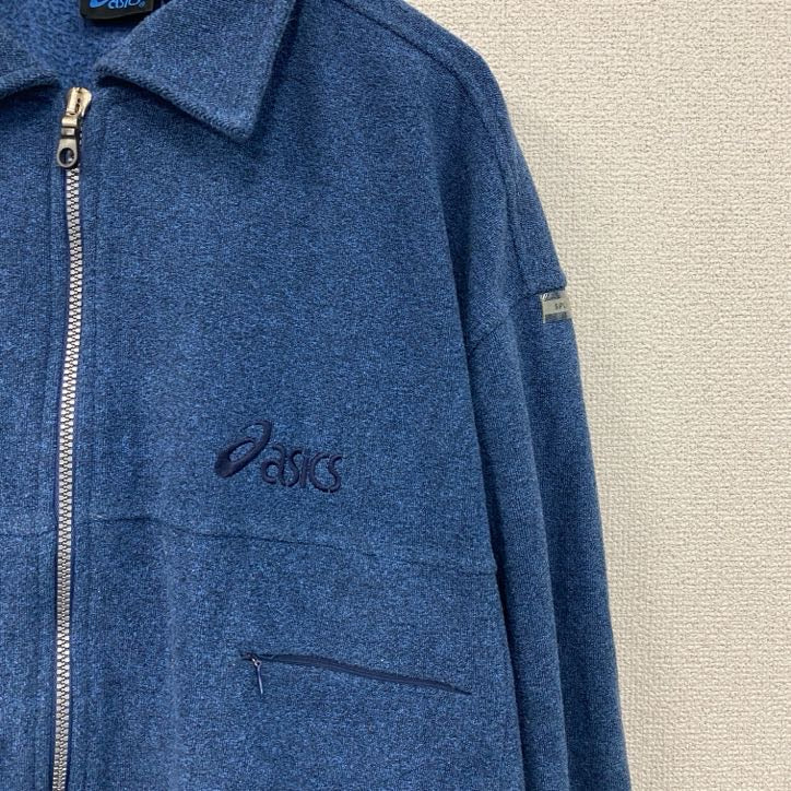 90s～　asics　アシックス　フルジップフリースジャケット　ヴィンテージ　青　ブルー　Lサイズ