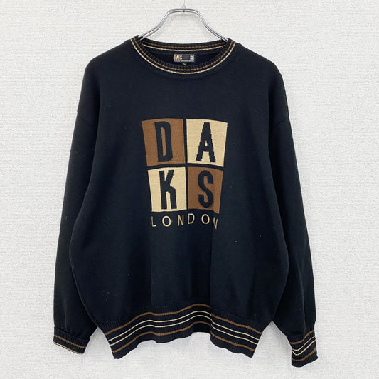 DAKS　ダックス　ウールニットセーター　マルチカラー　黒　ブラック　Lサイズ