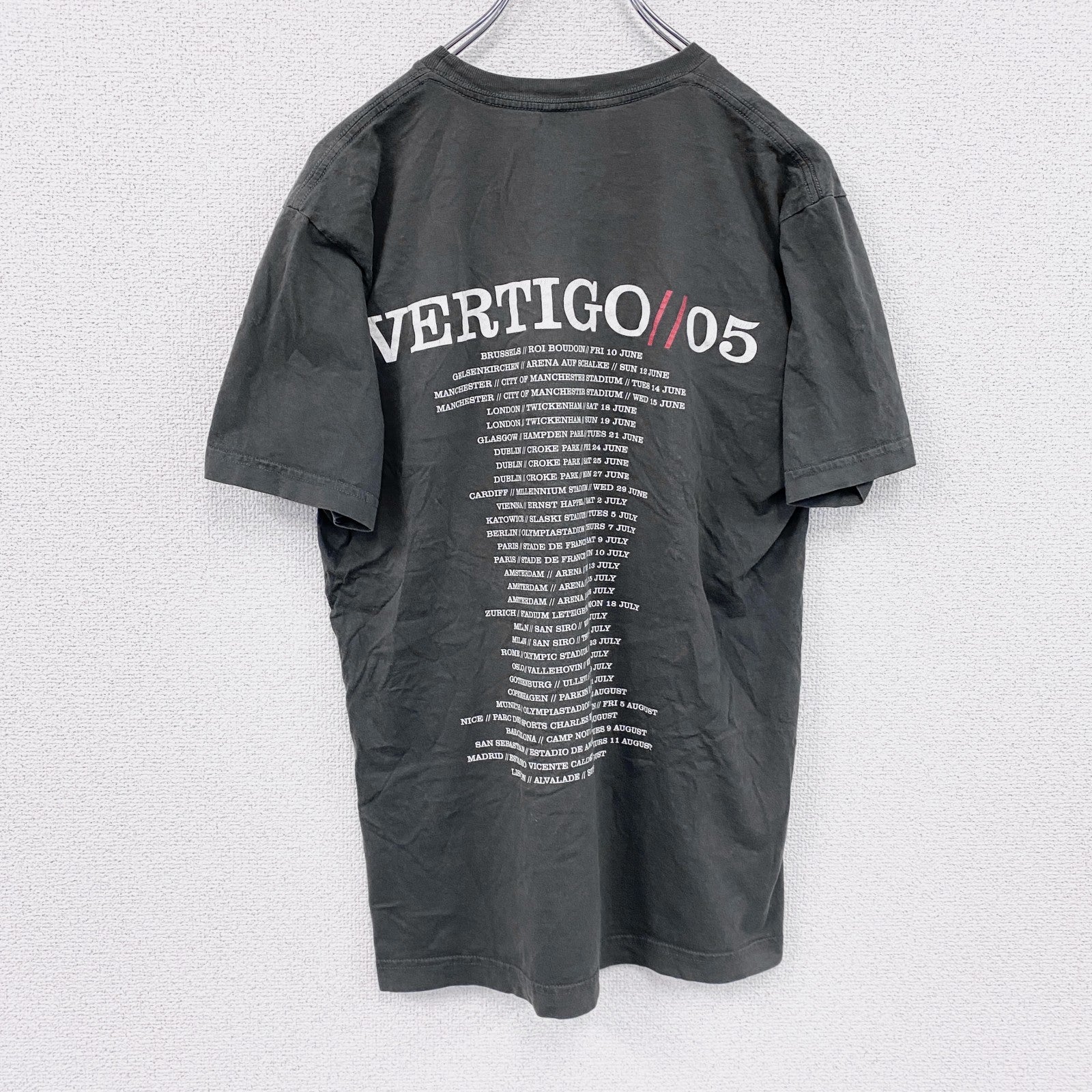 STANDARD AMERICAN　U2　VERTIGO　半袖プリントバンドTシャツ　ツアーT　両面プリント　ダークグレー　Mサイズ