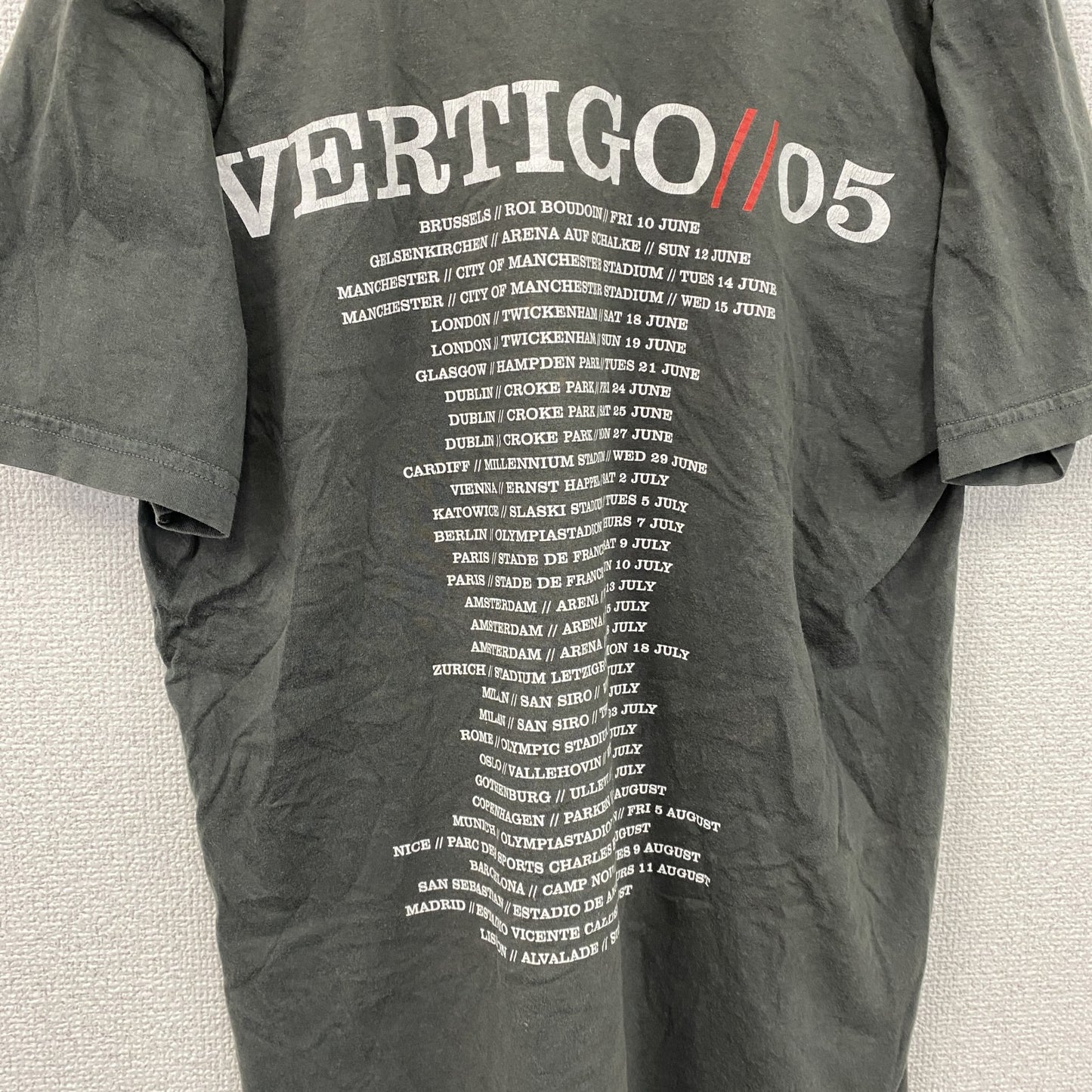STANDARD AMERICAN　U2　VERTIGO　半袖プリントバンドTシャツ　ツアーT　両面プリント　ダークグレー　Mサイズ