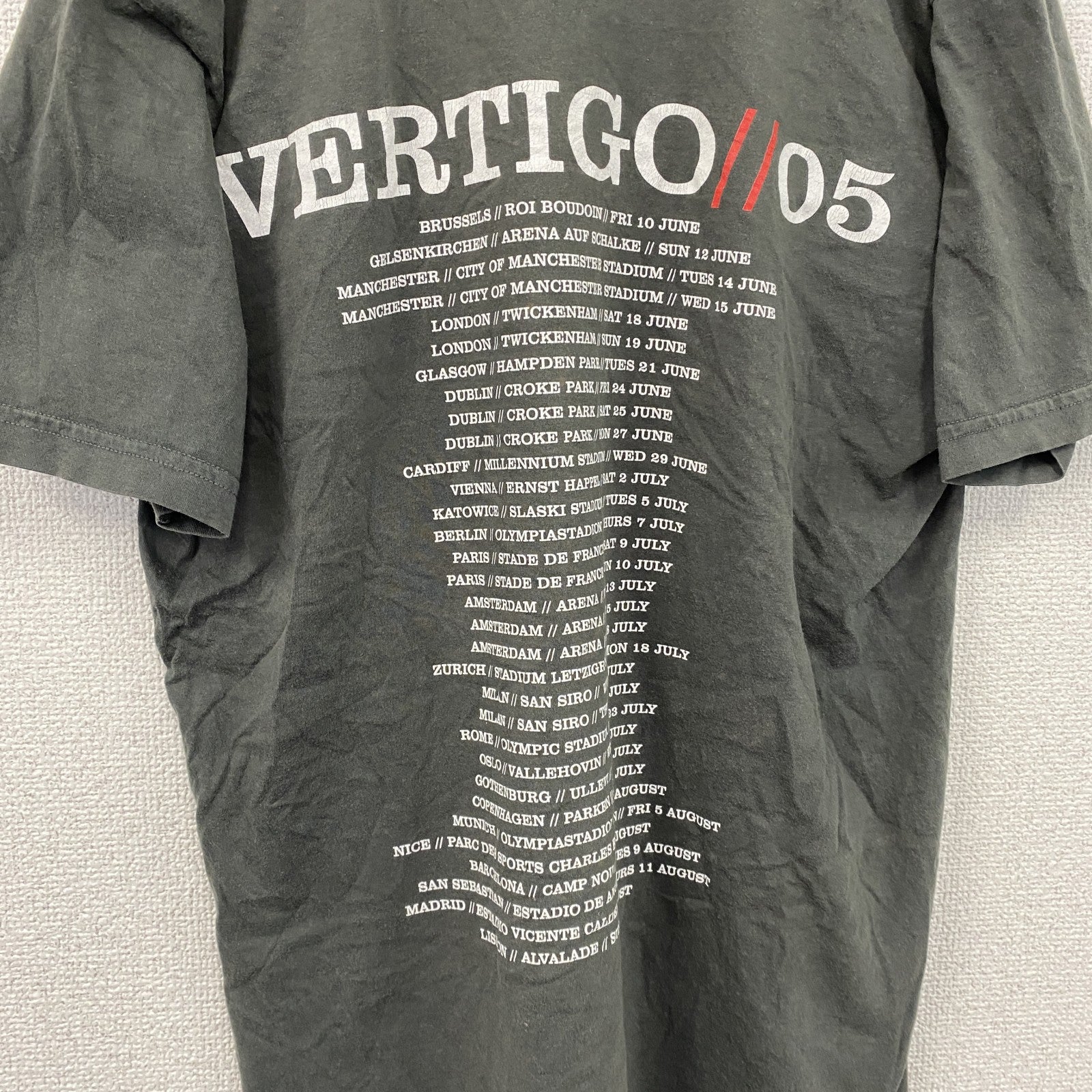 STANDARD AMERICAN　U2　VERTIGO　半袖プリントバンドTシャツ　ツアーT　両面プリント　ダークグレー　Mサイズ